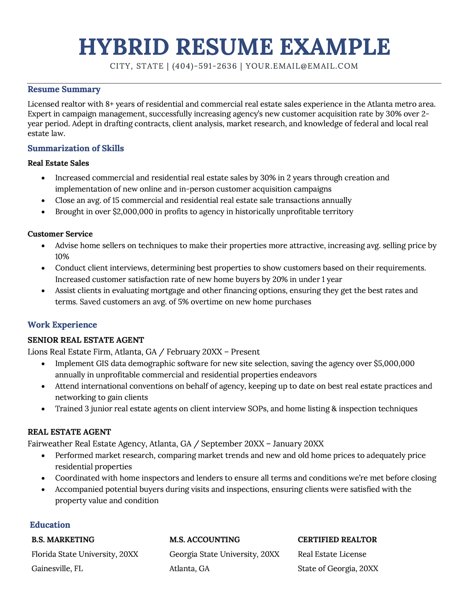 An example of a hybrid resume