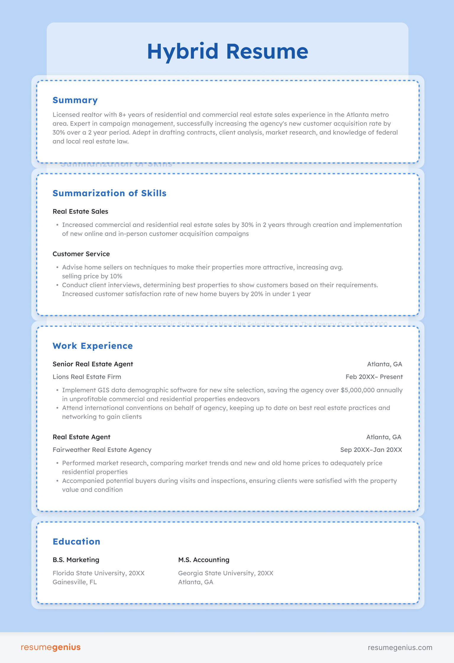 hybrid combination resume template