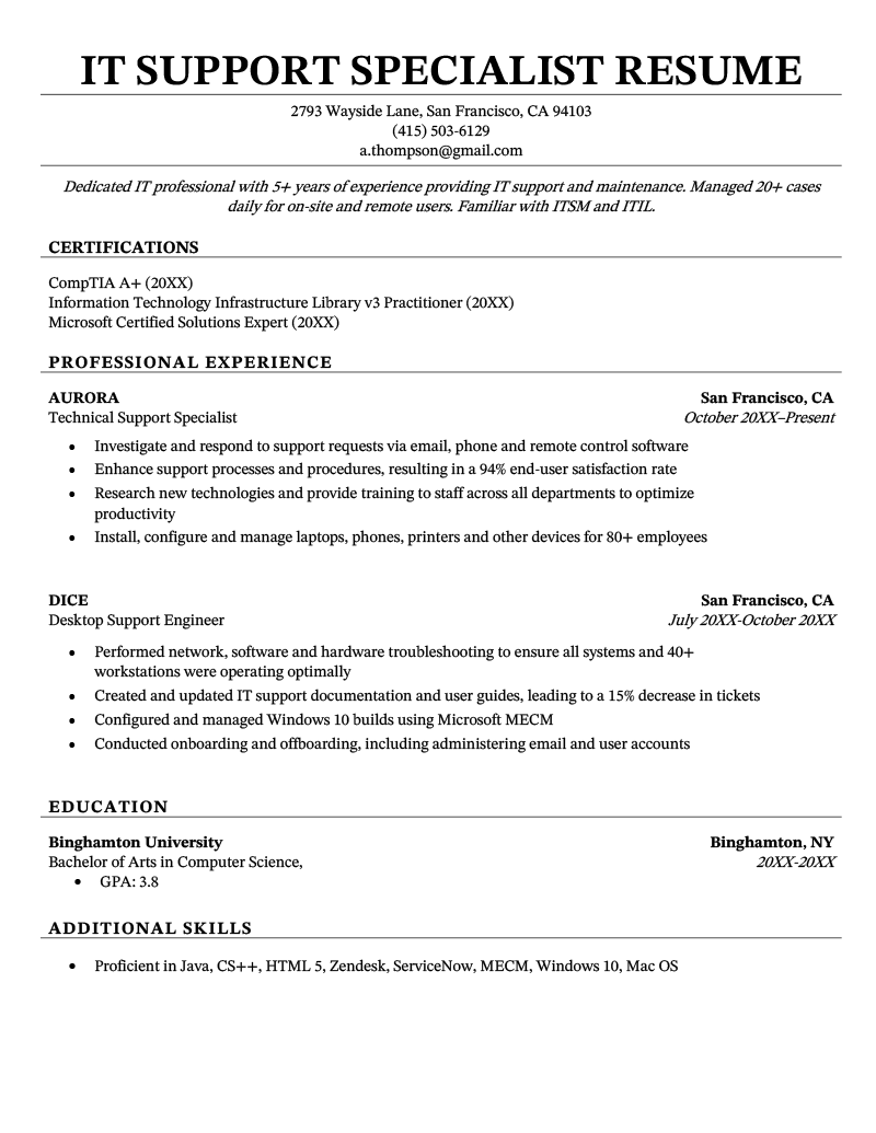 it-support-resume-template