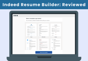 Image of the Indeed resume builder page for the Indeed resume review.