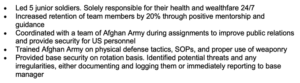 An example of an infantryman's work experience on a resume