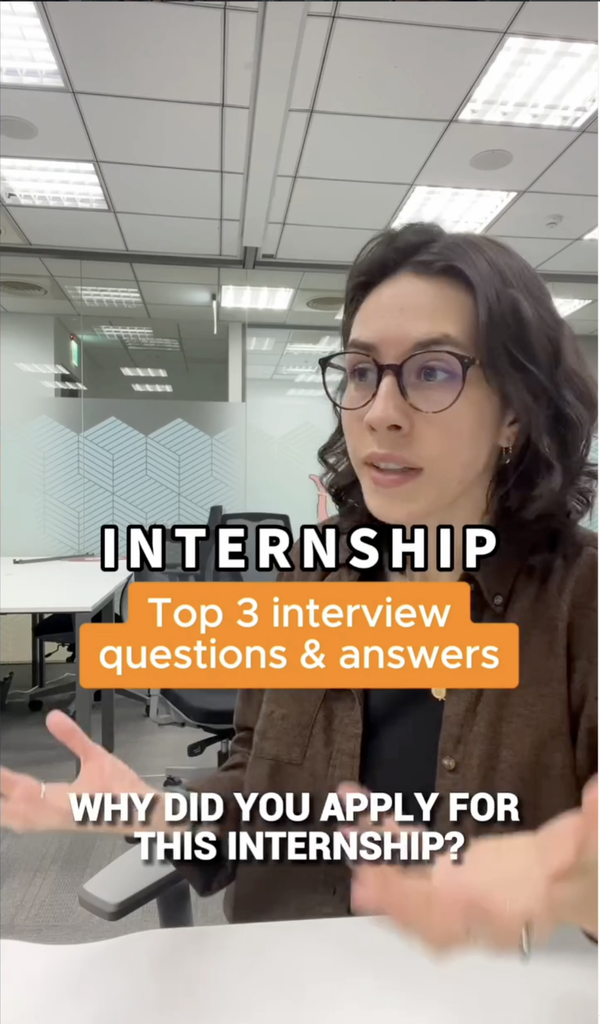 Instagram reel outlining Internship interview questions and answers