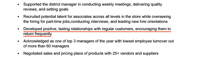 An example of interpersonal skills highlighted on a resume