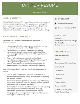 Example of a janitor resume.