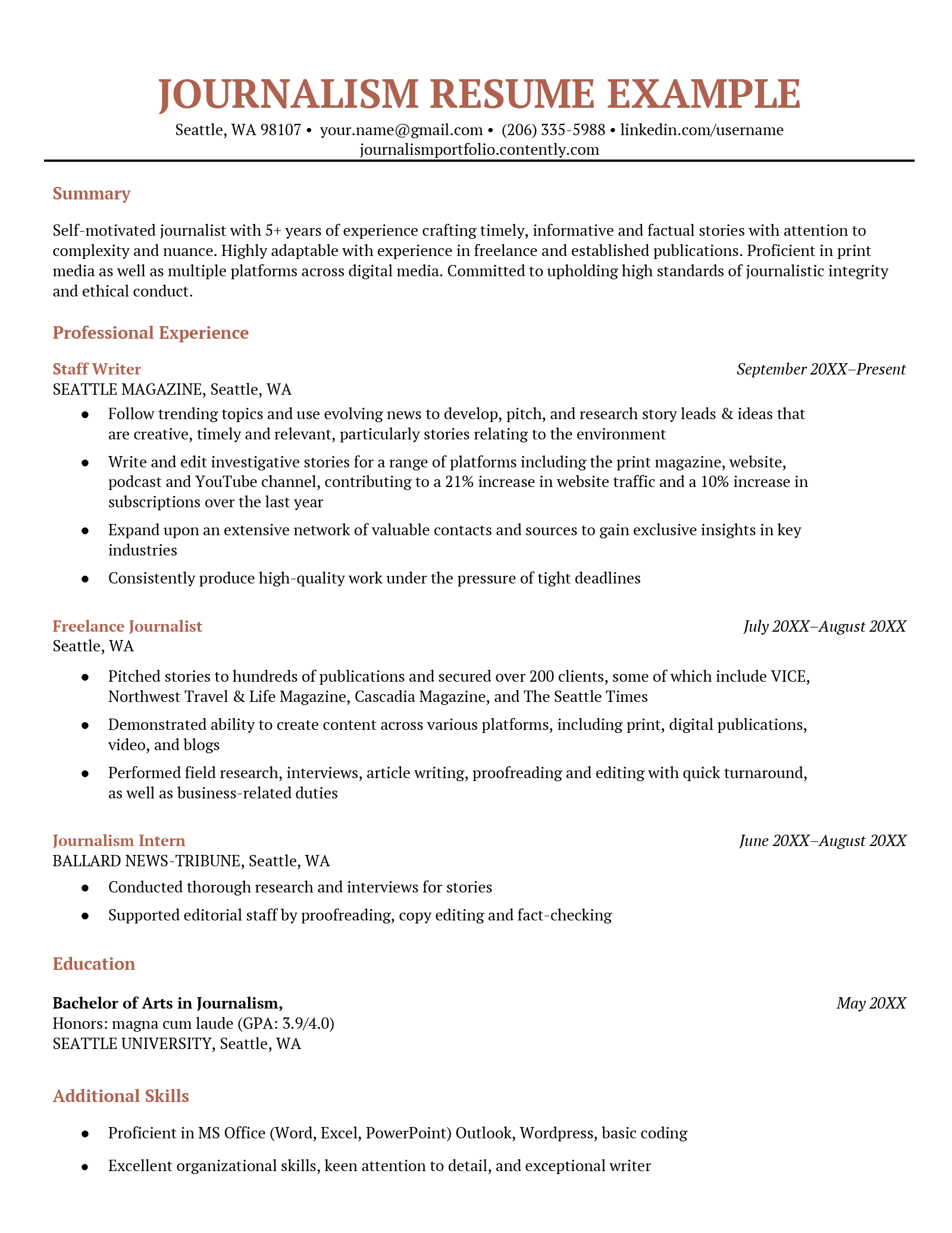 Journalism Resume Examples & Template for 2026