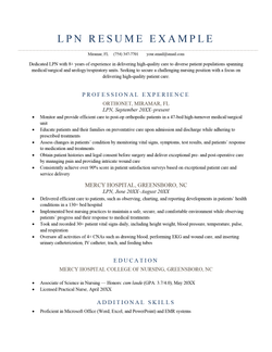 LPN Resume Sample Template