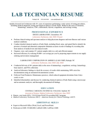 Lab Technician Cv Word Medical Laboratory Technician Resume Sample 