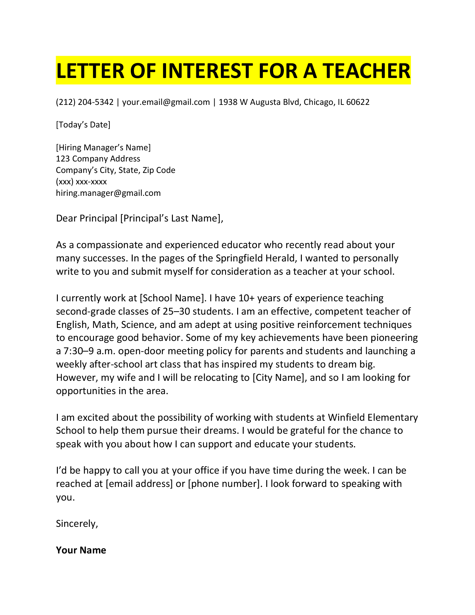 Fabulous Info About Letter Of Interest Template Recent Graduate Resume