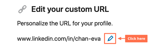 LinkedIn personalized profile URL and instructions on how to change the URL
