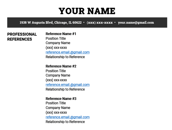 how to make reference page resume