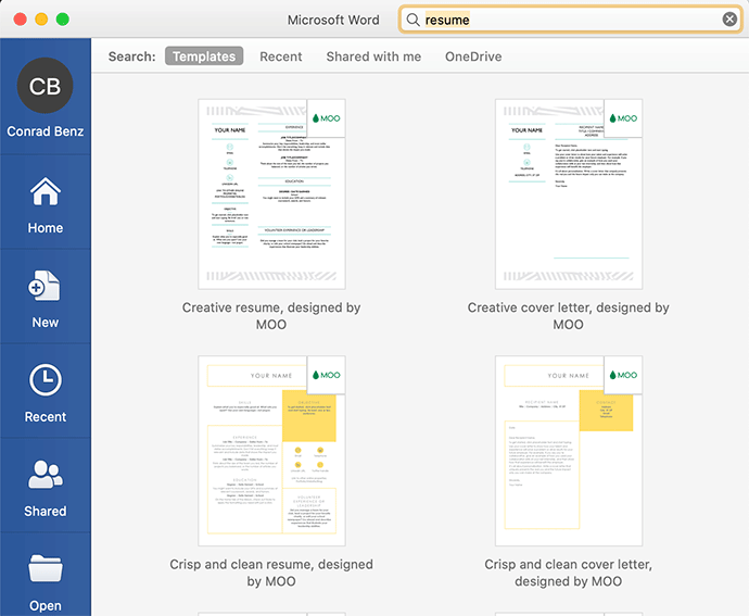 microsoft office word resume templates