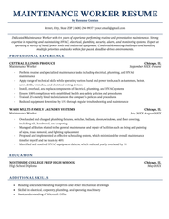 Resume Templates For Maintenance Technician Gardenexperiment2010