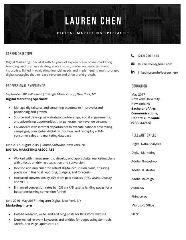 Free Resume Builder Create a - Majestic Modern Resume Template Black 1 