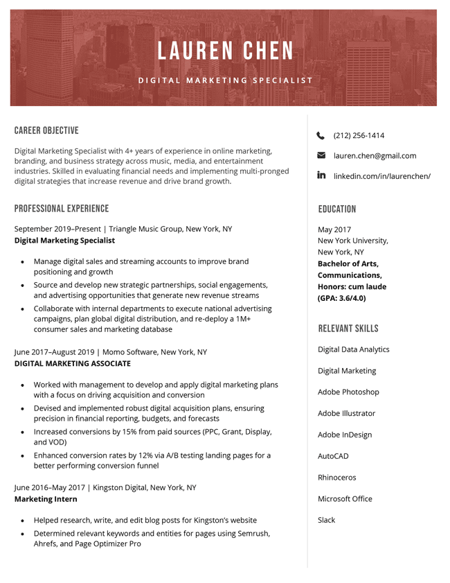 professional resume template free