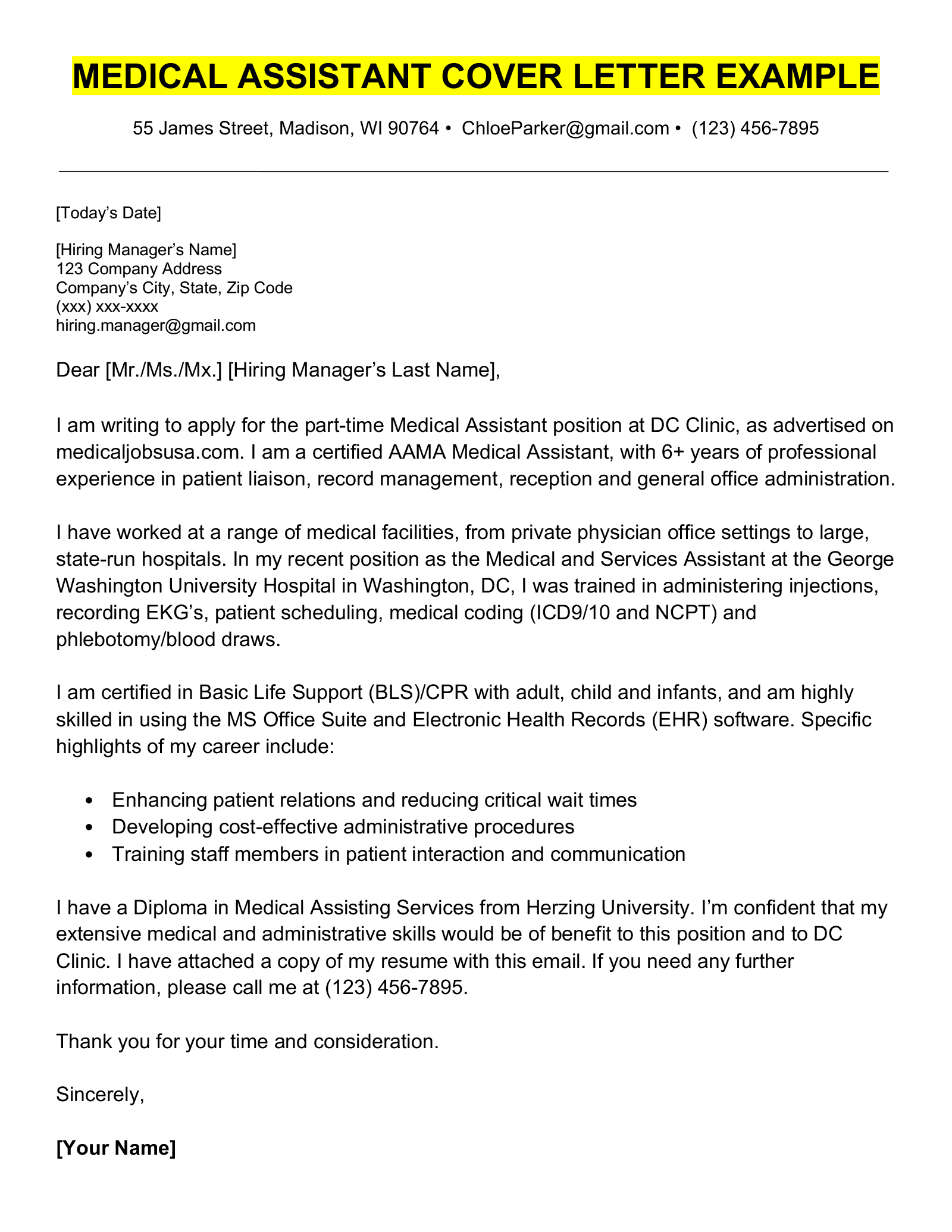 help with my medicine cover letter