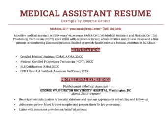 An image of a medical assistant resume example
