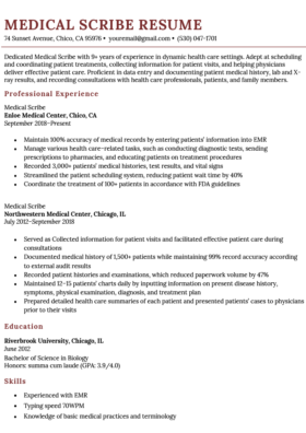 medical scribe cover letter no experience