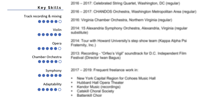 An example of musician skills on a resume