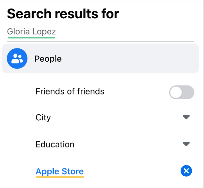 Facebook's search tool is less useful for finding mutual contacts who work at a company.