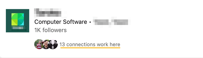 Company on LinkedIn showing contact letter referral possibilities.