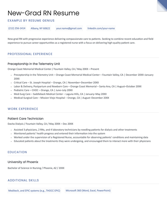 New Grad RN Resume Template