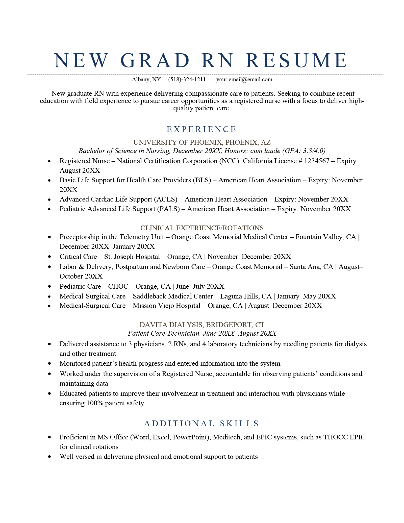 resume sample for fresh graduate