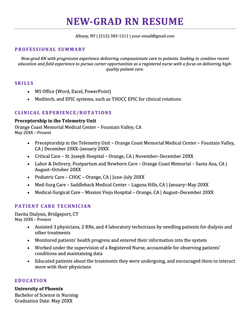 New Grad RN Resume Template
