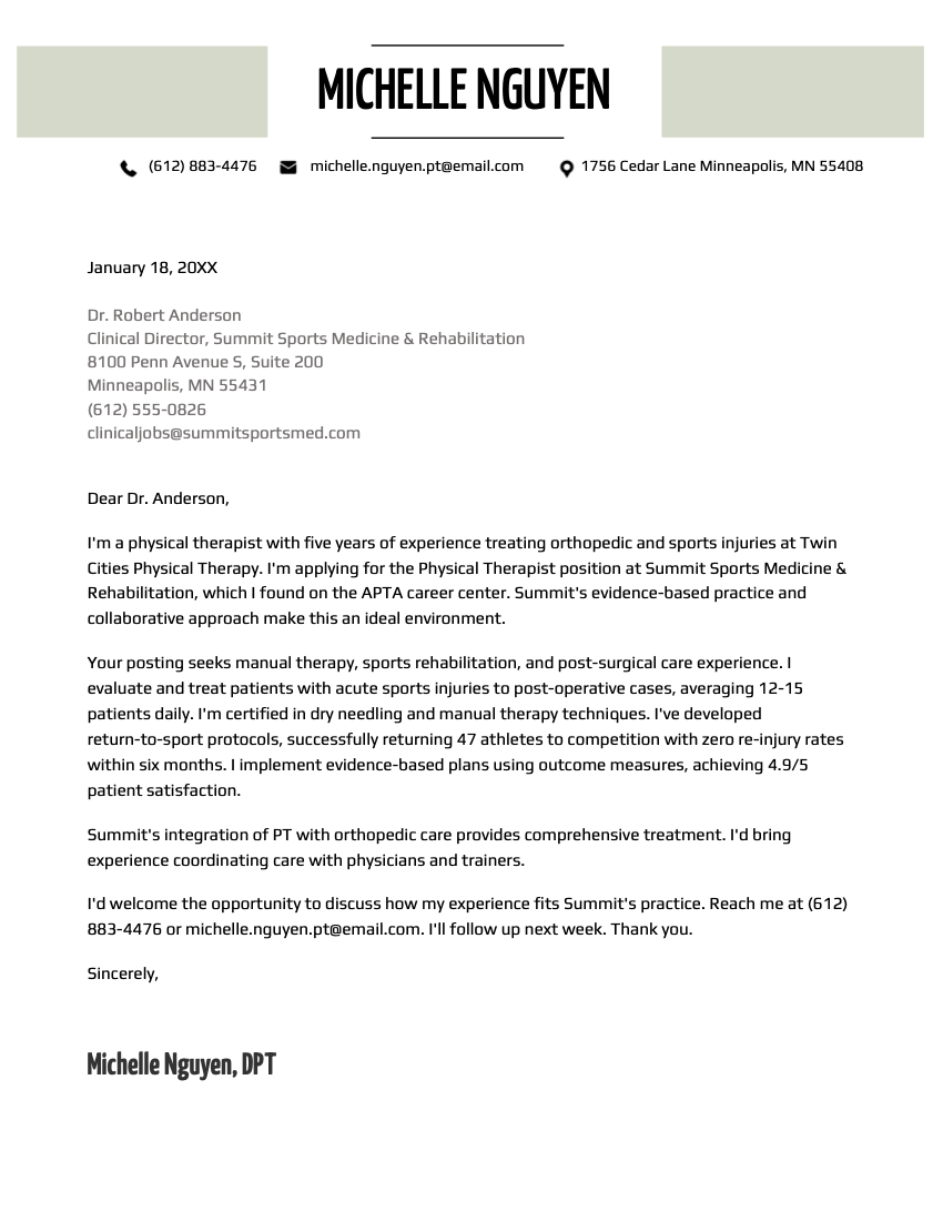 The Notre Dame cover letter template for Google Docs.