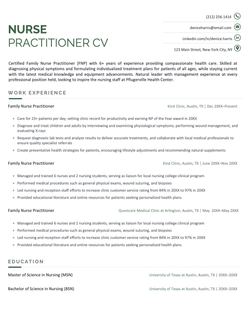 An example nurse practitioner CV