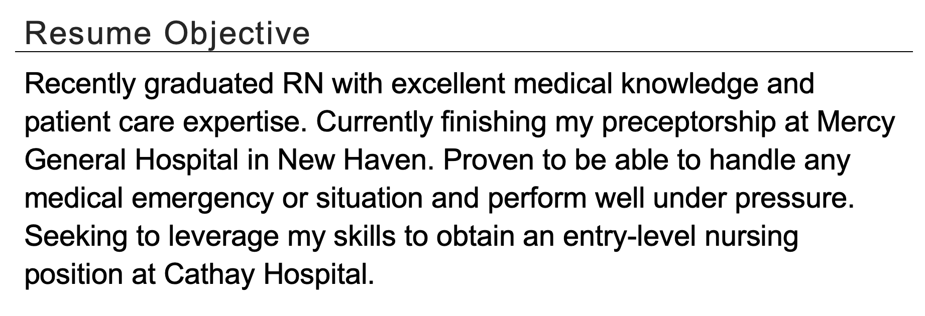 Entry-Level Nursing Career Objective