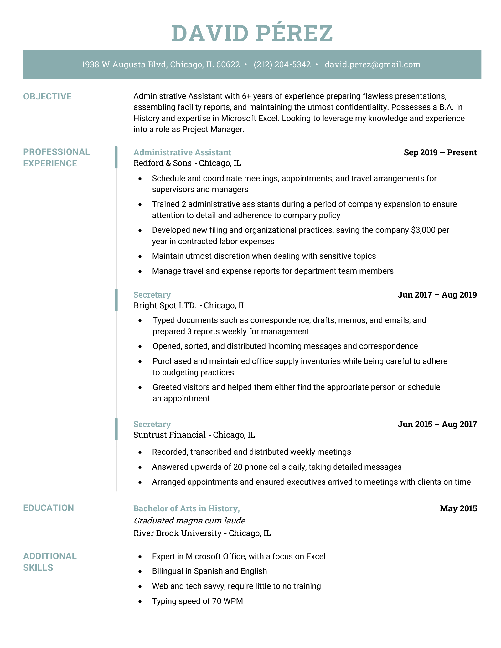 An example of a one page resume