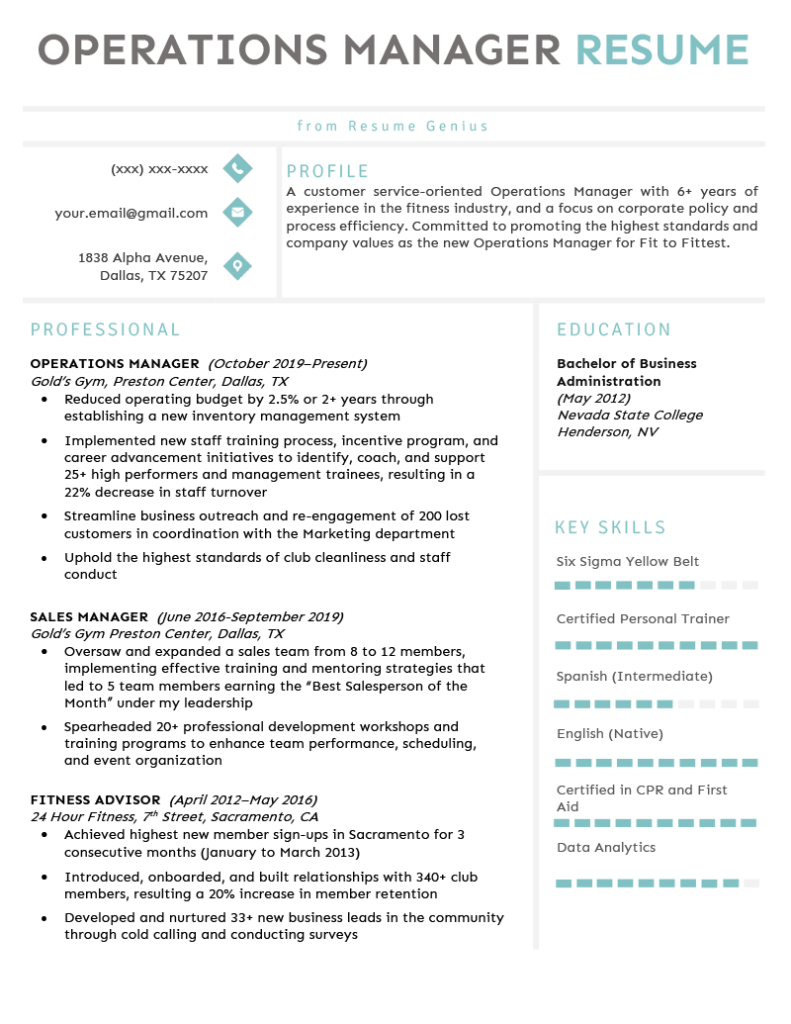 Operations Manager Resume Sample Writing Guide For 20 - vrogue.co