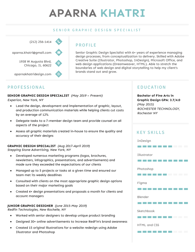 Penthouse creative resume template, sea green