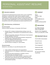 An example of a personal assistant resume