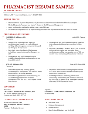 Pharmacy Intern Resume - Example for Download