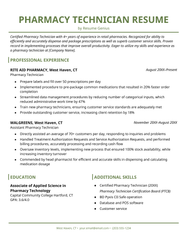 Pharmacy Technician Resume Example Writing Tips