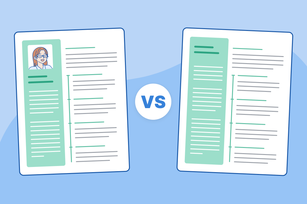 An example of picture on a resume vs a resume without a photo