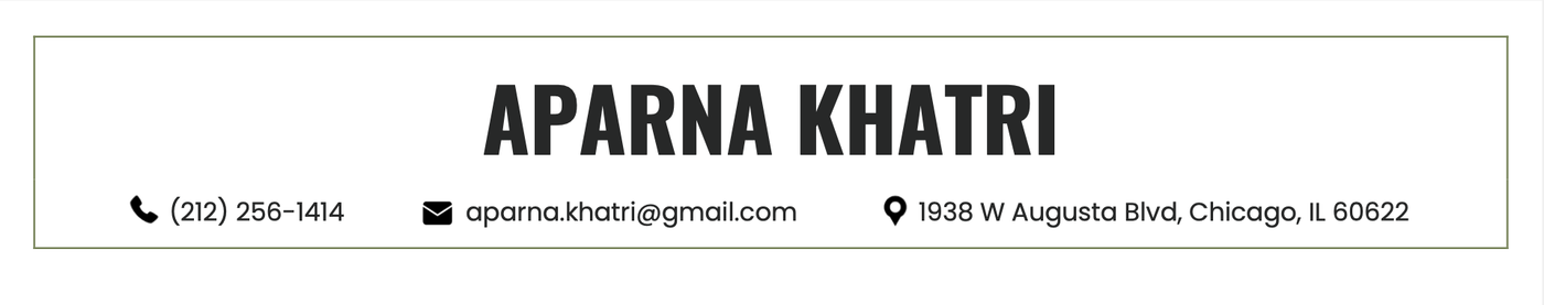 Cover letter header with a border around it. 