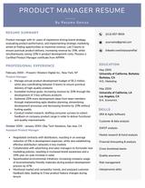 A strong example of a product manager resume.