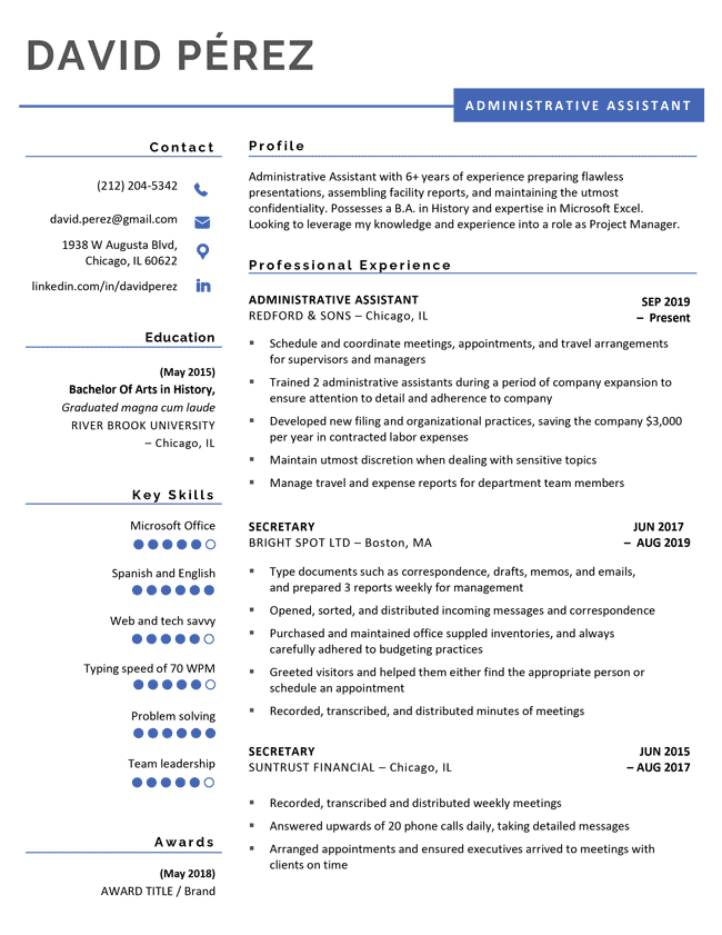 Best Resume Templates For Experienced Professionals Free Download