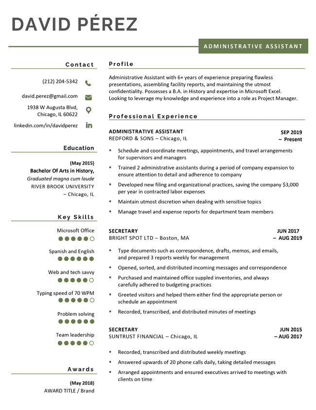 Professional Minimalist Resume Template Green 