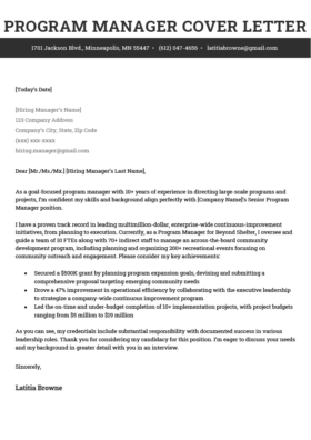 Project Coordinator Cover Letter | Downloadable Sample