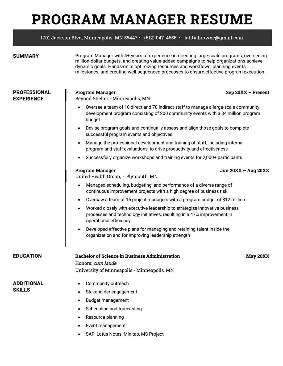Program Manager Resume Samples & Writing Tips
