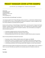 Project Manager Cover Letter Example Writing Tips