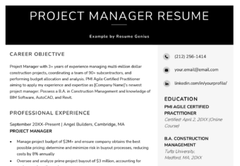 An example of a project manager resume