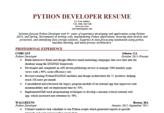 Python Developer Resume Sample