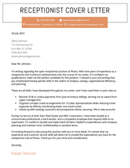 Receptionist Cover Letter Examples Collection Letter Template Collection