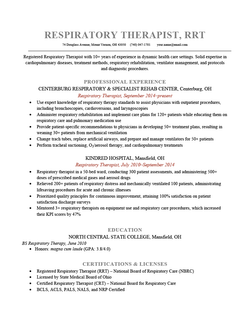 Respiratory Therapist Resume Sample Template