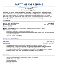 Resume For A Part Time Job Examples How To Write