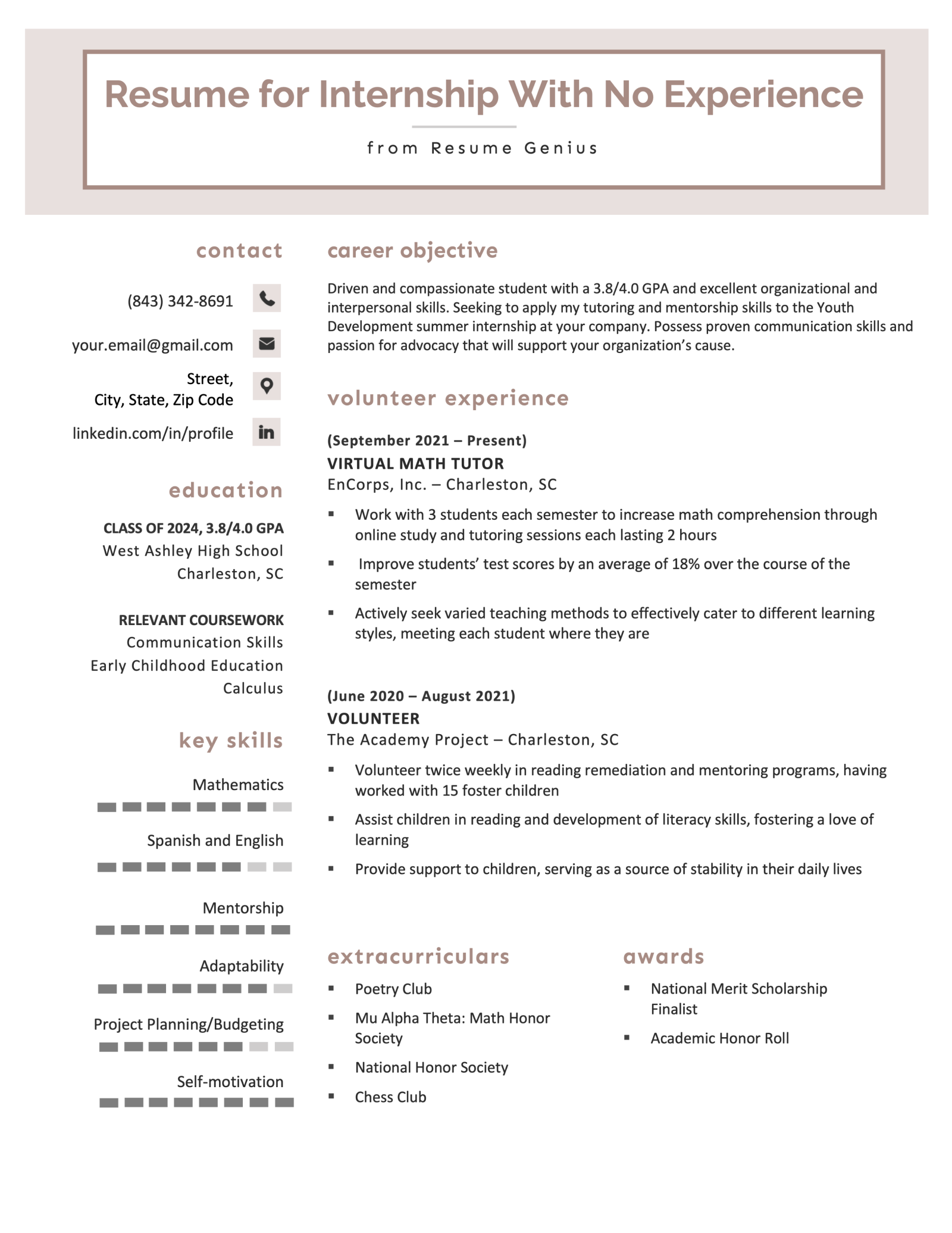 resume summary generator no experience